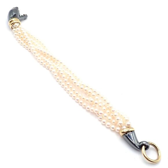 Panthere de Cartier Panther 18k Yellow Gold & Silverium Pearl Emerald Bracelet - Picture 10 of 14